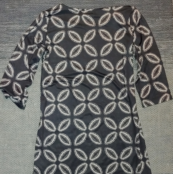 Womens Used LaBoutique by Evergreen Sz M Navy White Belted 3/4 Sleeve Blouse - Picture 4 of 4